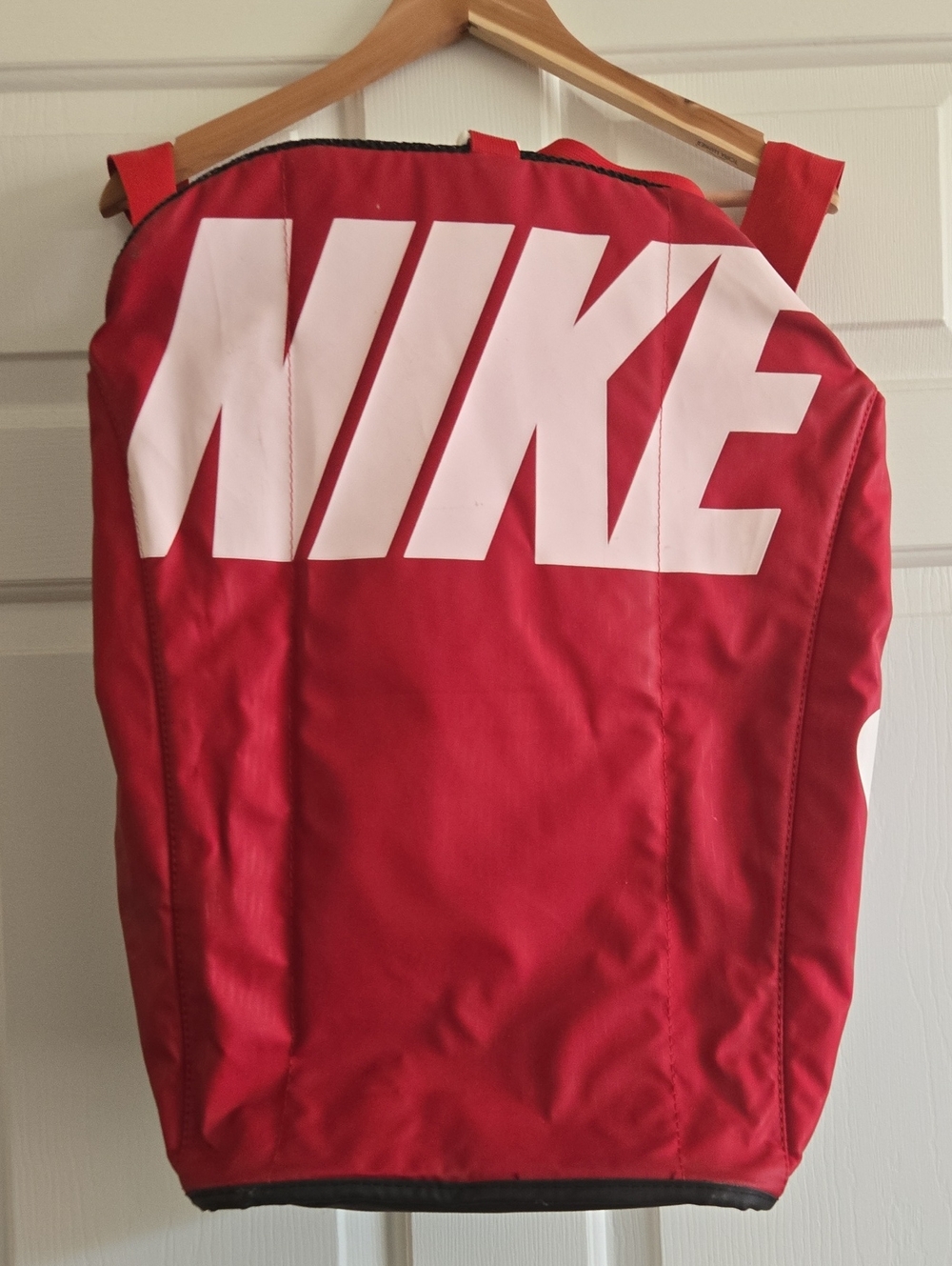 Nike Men's Red Athletic Shorts with White Logo